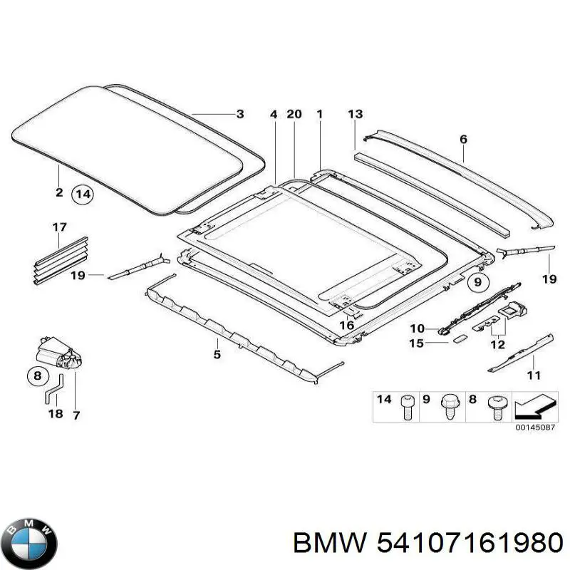 Стекло крыши BMW 54107161980 цена, от 788.35 USD