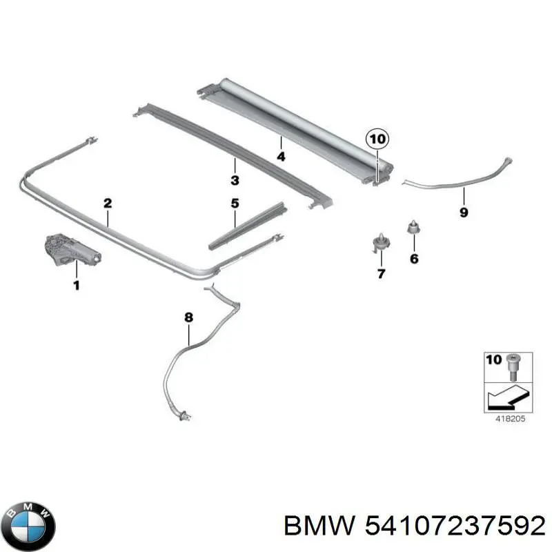 Штора люка солнцезащитная 54107237592 BMW