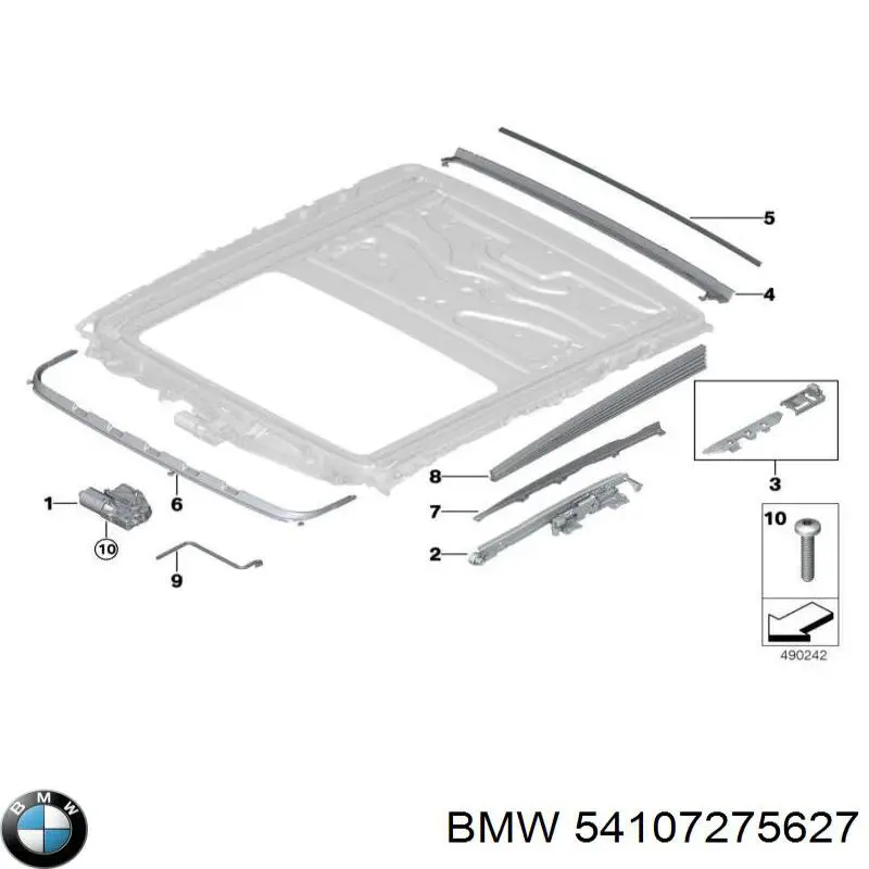 54107275627 BMW Стекло люка крыши