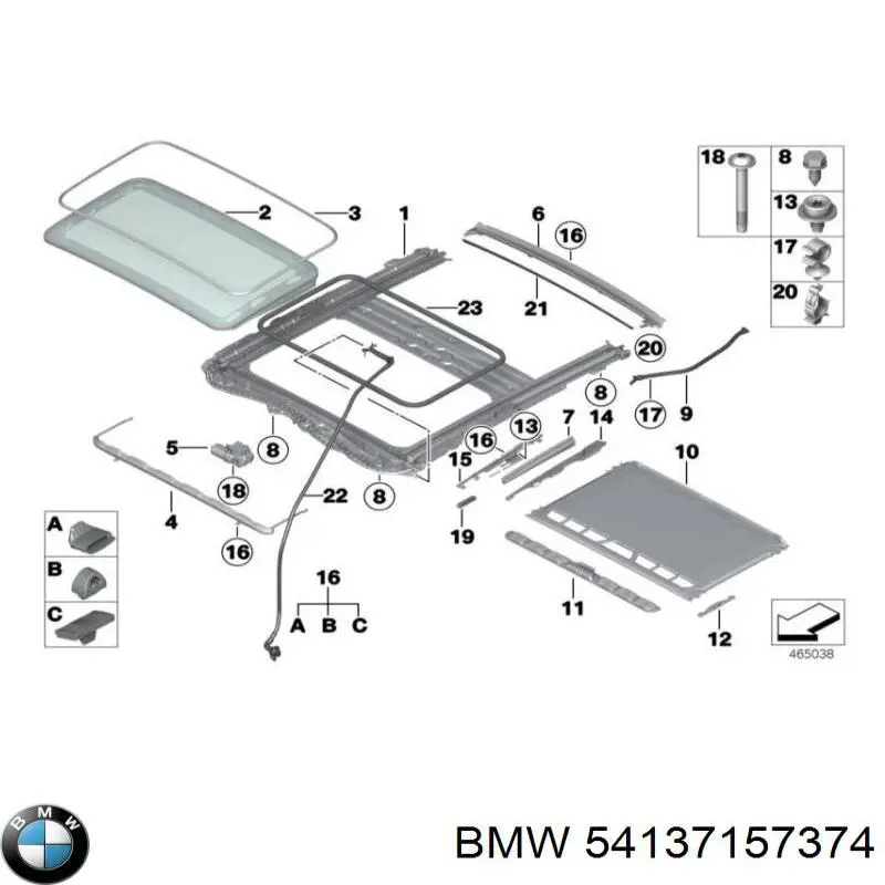 Уплотнитель люка крыши 54137157374 BMW