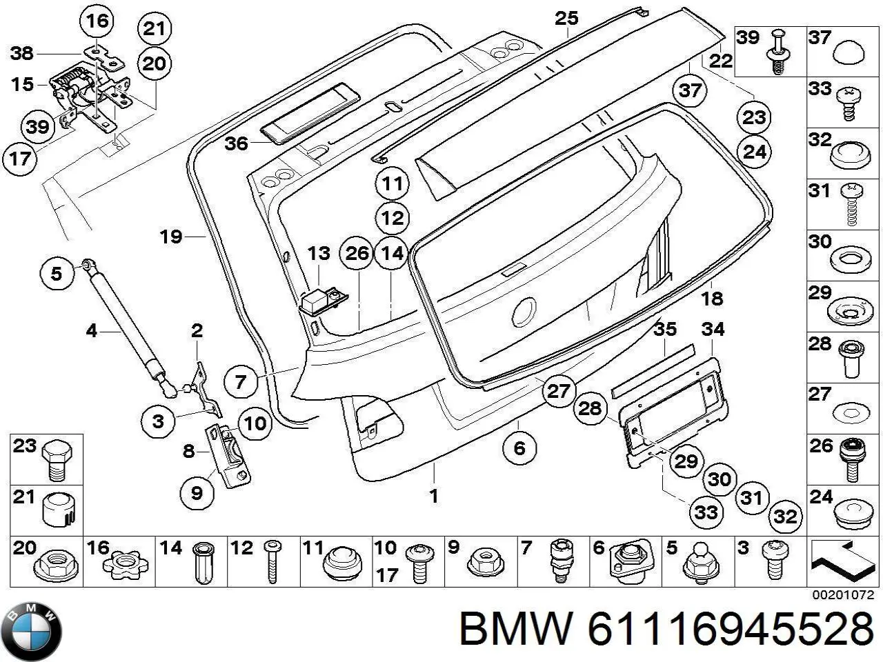 Пистон (клип) крепления решетки радиатора охлаждения BMW 61116945528