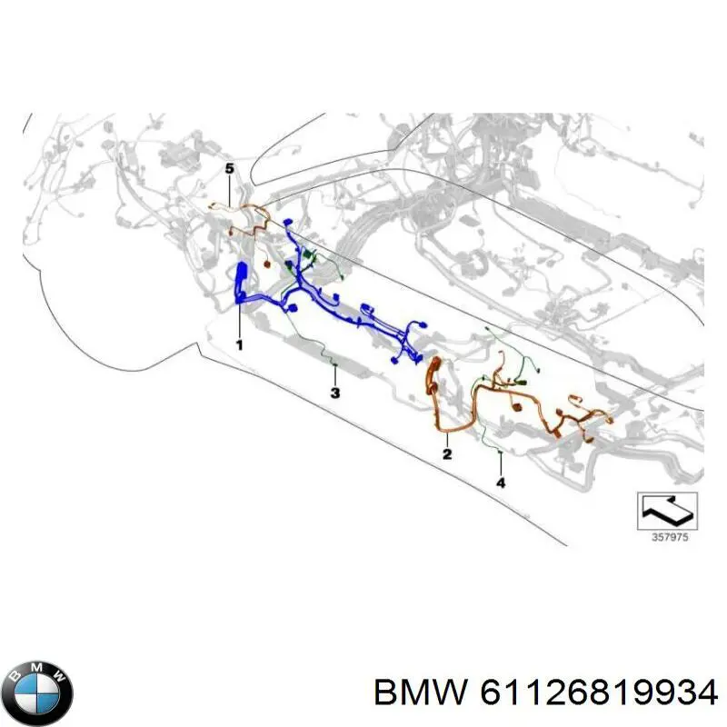61126819934 BMW Электропроводка передней двери
