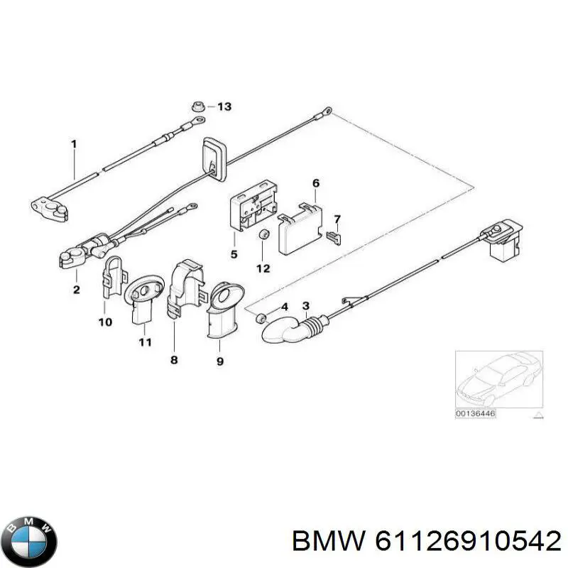 61126910542 BMW Кабель положительной клемы аккумулятора (АКБ)