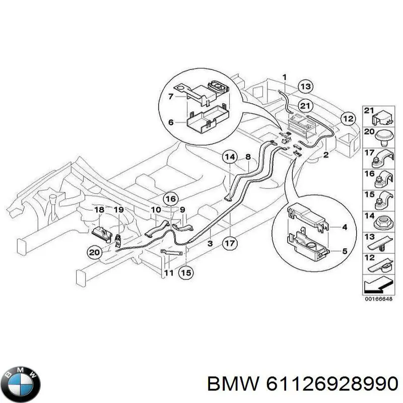61126928990 BMW Кабель положительной клемы аккумулятора (АКБ)