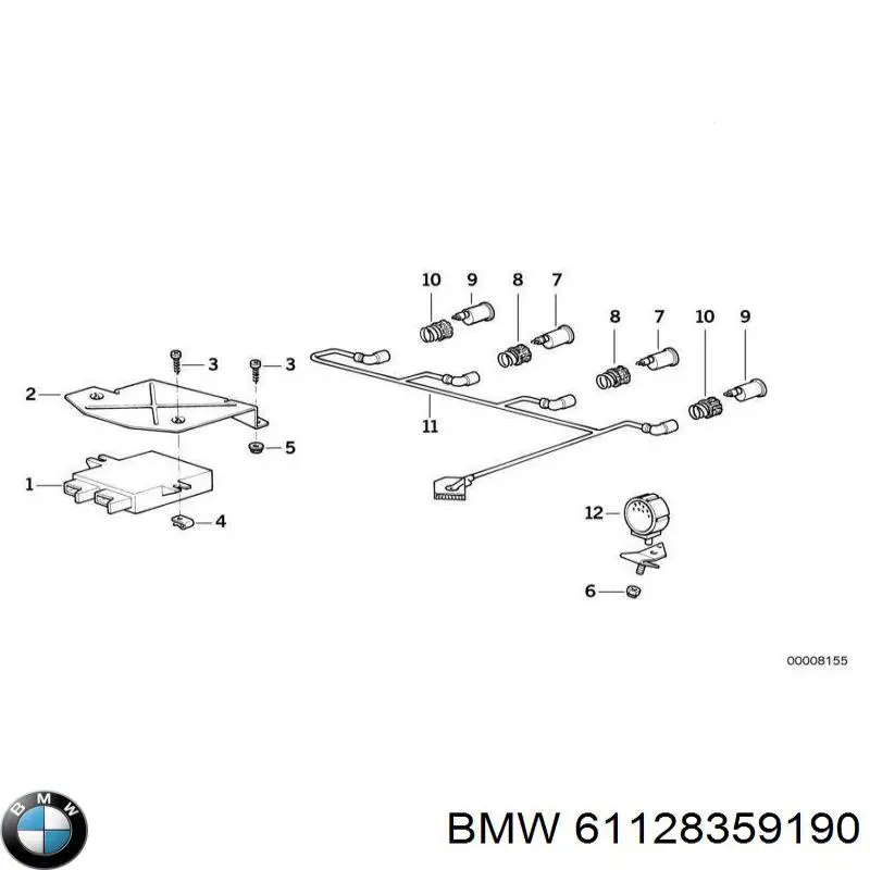 61128359190 BMW кабель (провод парктроника бампера заднего)