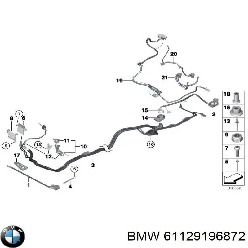 Cabo de terra de bateria recarregável (PILHA) para BMW 5 (F10)