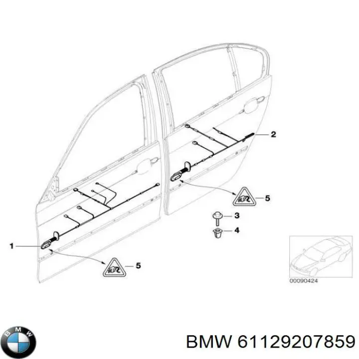 61129207859 BMW Жгут проводов задней двери