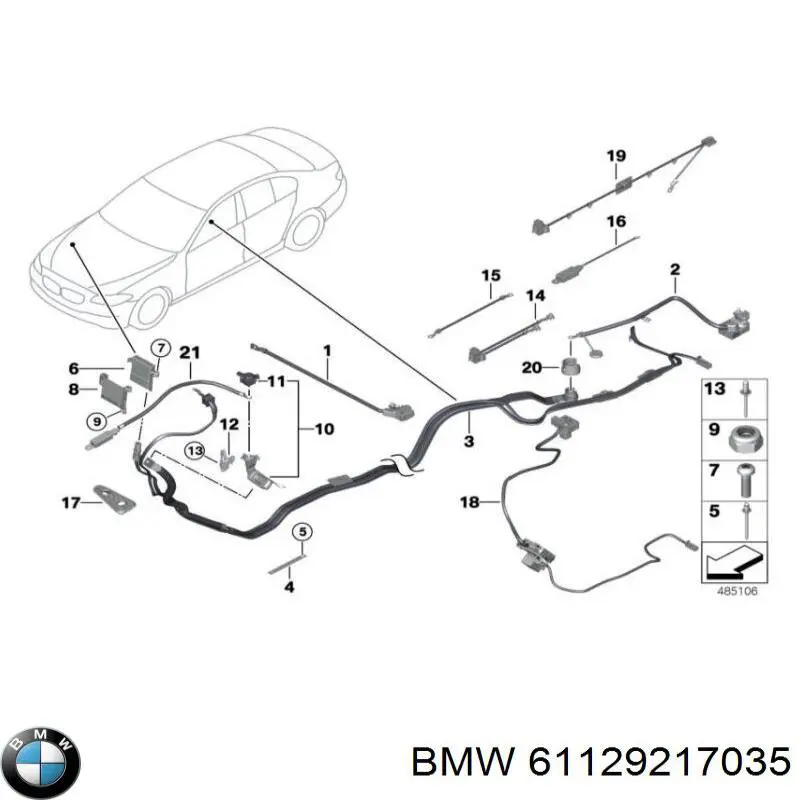 Cabo de borne positivo de bateria recarregável (PILHA) para BMW 5 (F10)