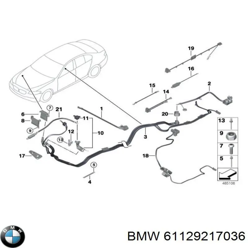 Кабель положительной клемы аккумулятора (АКБ) BMW 61129217036