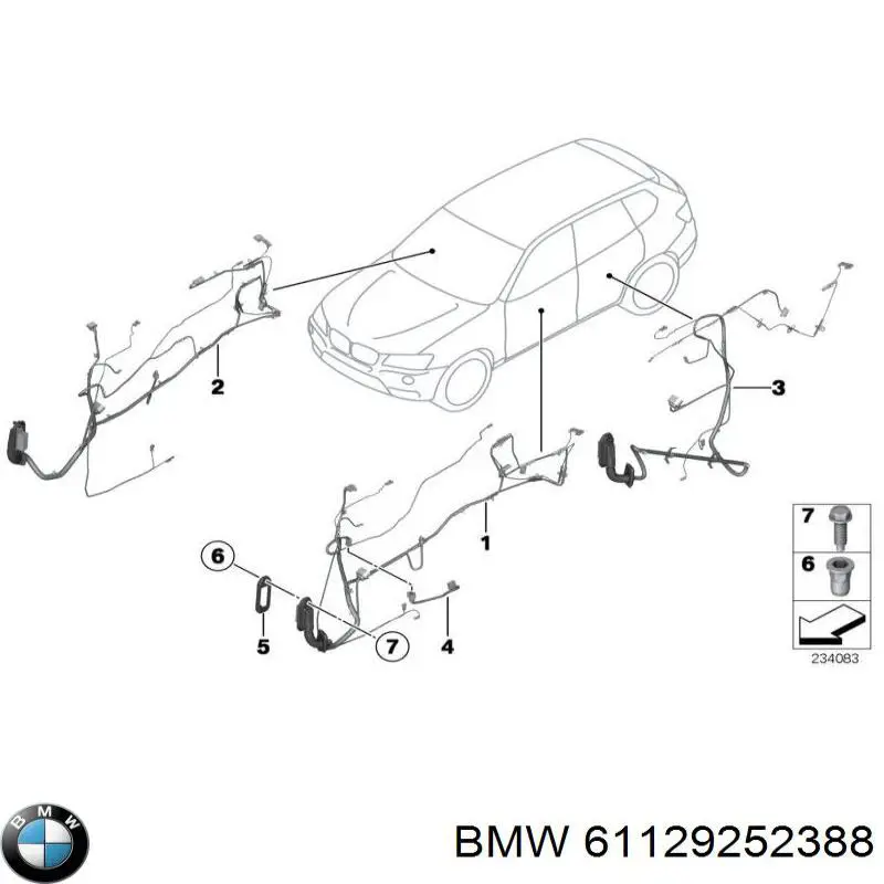 61129252388 BMW Электропроводка передней двери