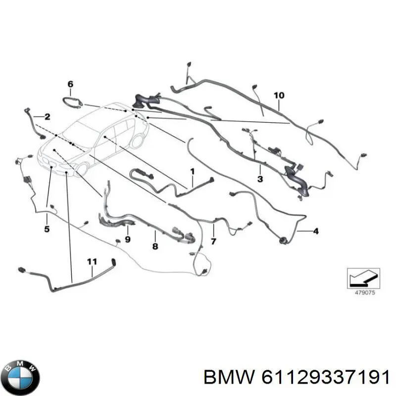 Кабель (провод) парктроника бампера переднего BMW 61129337191 цена, от 108.41 USD