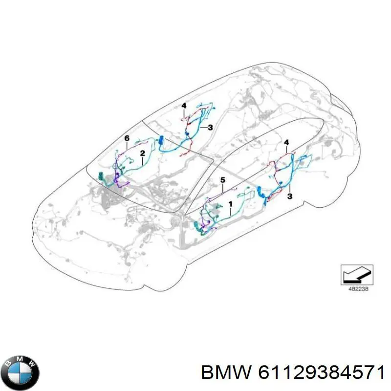 61129384571 BMW Электропроводка передней двери