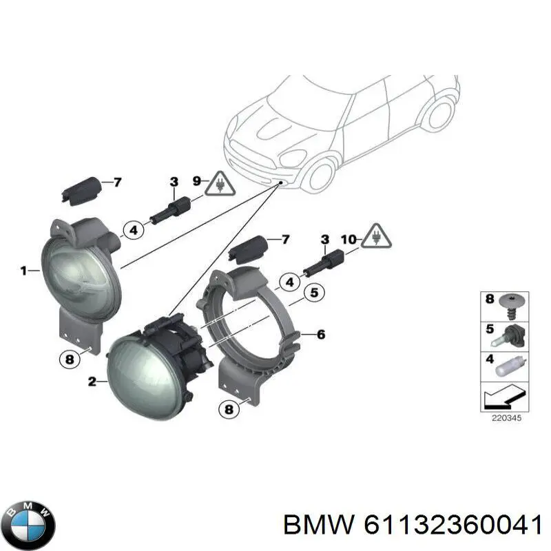 Купить 61132360041 BMW Разъем (фишка) противотуманной фары