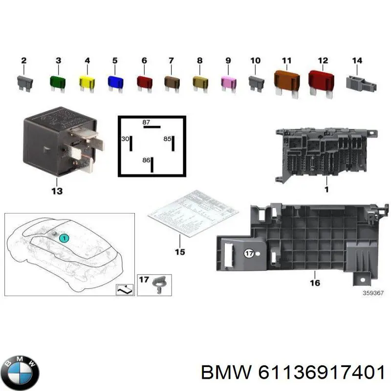 61136917401 BMW Предохранители электрических цепей