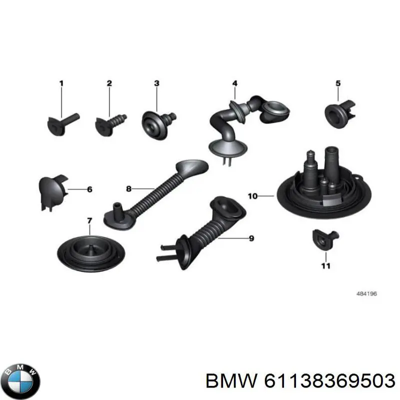 Пистон (клип) крепления решетки радиатора к панели 61138369503 BMW