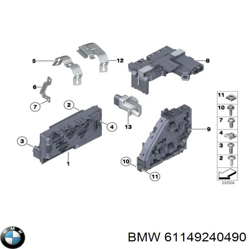 Unidade de dispositivos de segurança para BMW 7 (F01, F02, F03, F04)