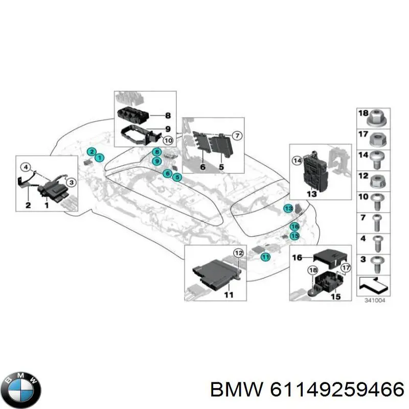 Блок предохранителей задний салонный 61149259466 BMW