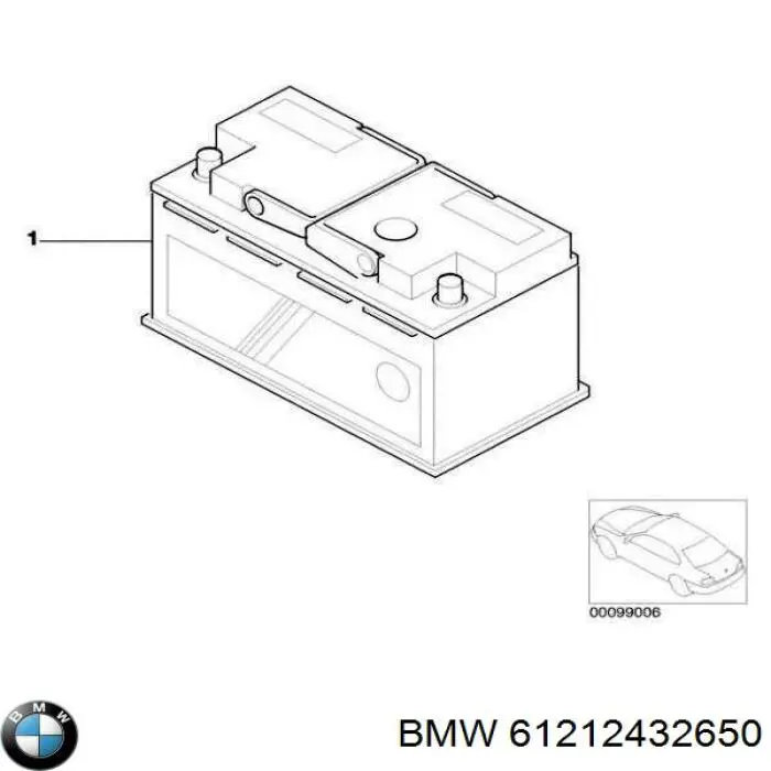 Аккумулятор BMW 61212432650