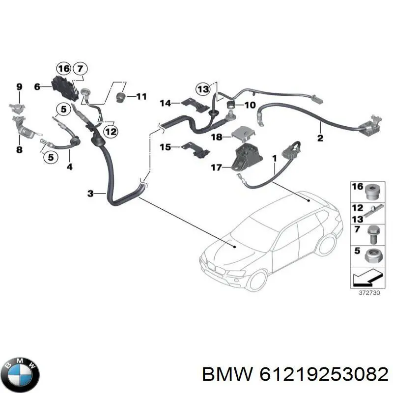 61219253082 BMW cabo de terra de bateria recarregável (pilha)