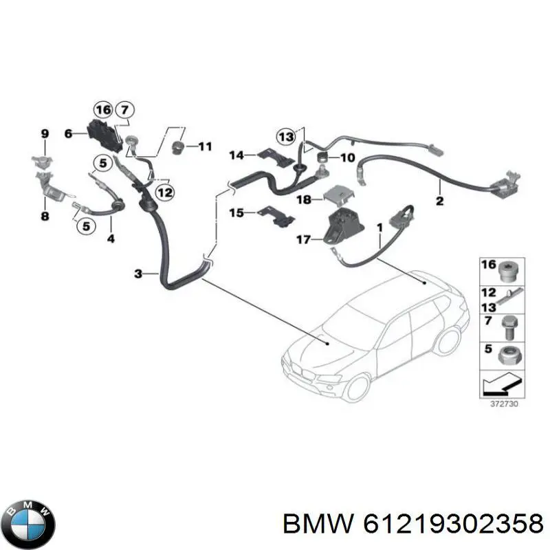 Купить 61219302358 BMW Кабель массы аккумулятора (АКБ)