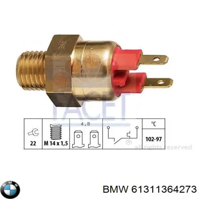 61311364273 BMW датчик температуры охлаждающей жидкости (включения вентилятора радиатора)