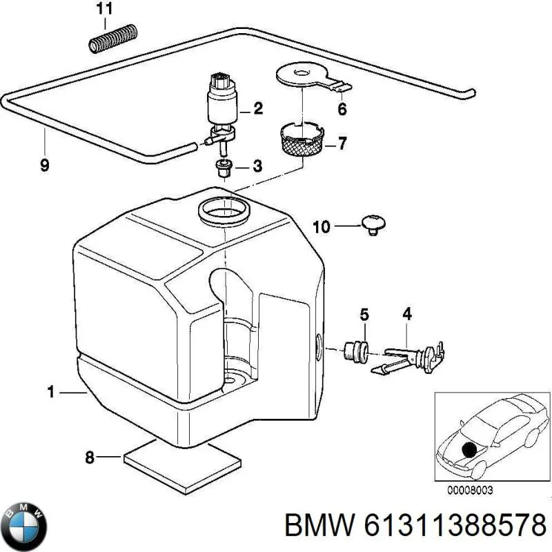 Датчик уровня бачка стеклоомывателя 61311388578 BMW