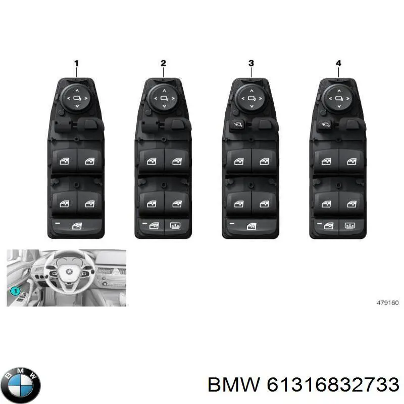 61316832733 BMW Кнопки переднего левого стекло подъёмника