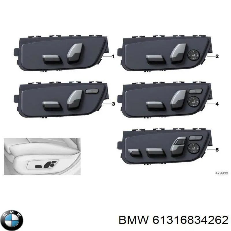 61316834262 BMW Блок кнопок механизма регулировки сиденья правый