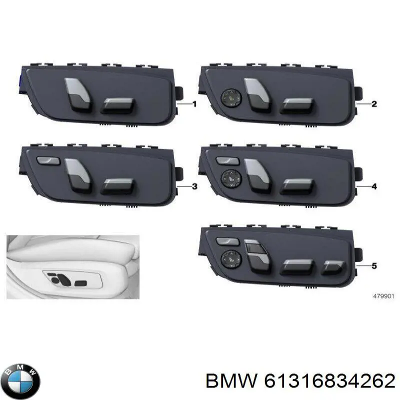 Блок кнопок механизма регулировки сиденья правый BMW 61316834262 цена, от 98.76 USD