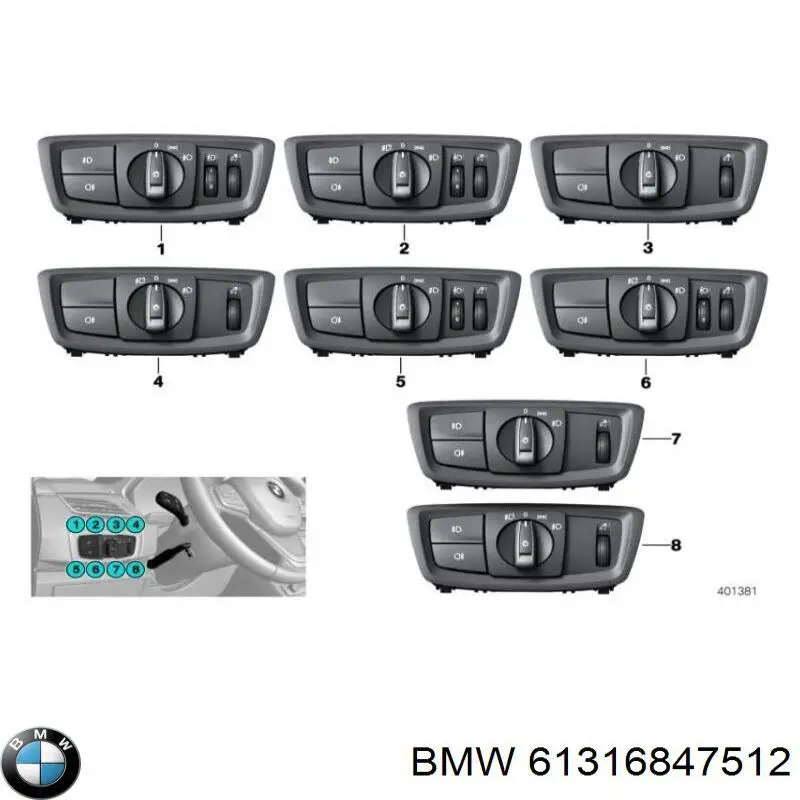 Переключатель света фар на "торпедо" на BMW 4 (F36) купить.