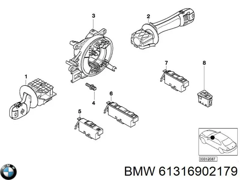 61316902179 BMW кнопка включения мотора стеклоподъемника передняя правая