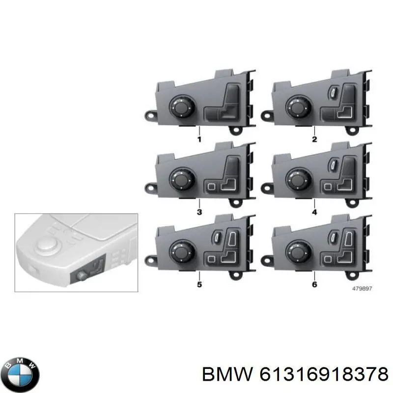 61316918378 BMW Блок кнопок механизма регулировки сидений, левый