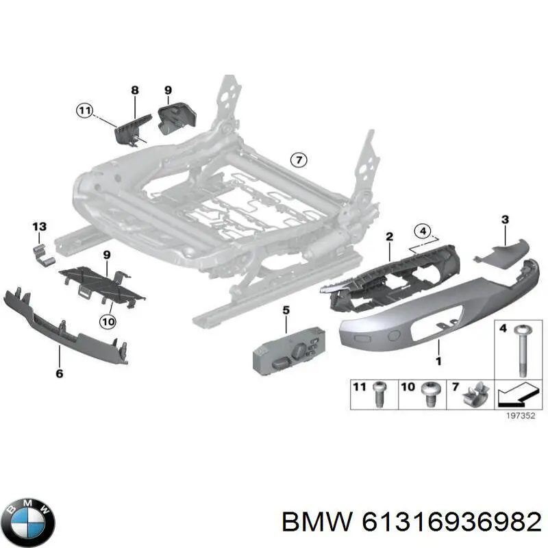 Купить 61319275072 BMW Блок кнопок механизма регулировки сиденья правый