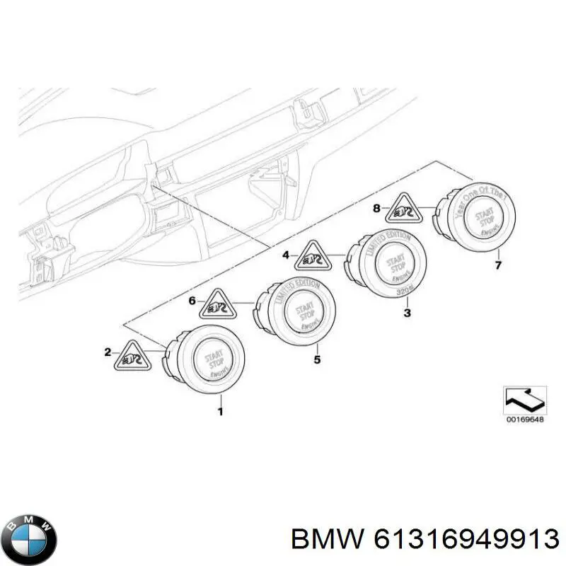 Кнопка старт стоп BMW 61316949913 цена, от 12.67 USD