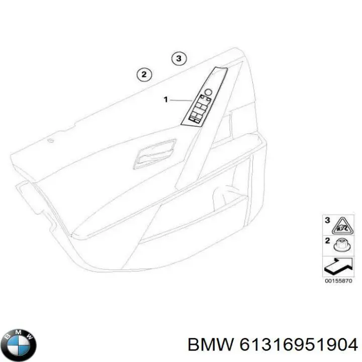61316951904 BMW кнопочный блок управления стеклоподъемником передний левый