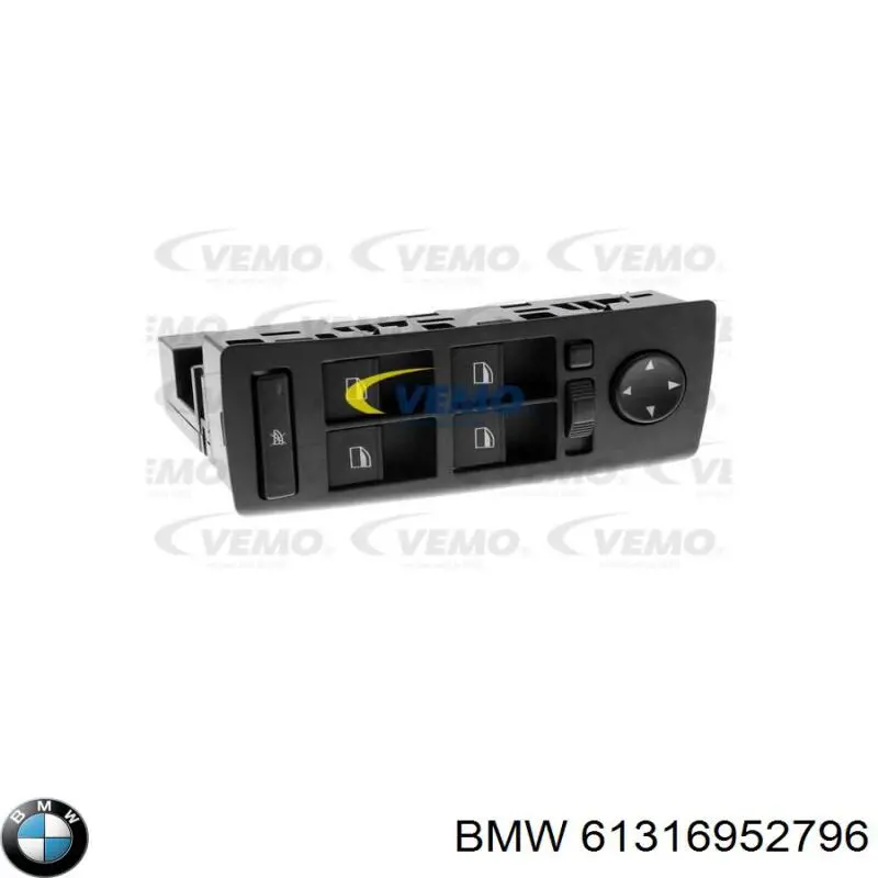 61316952796 BMW unidade de botões dianteira esquerda de controlo de elevador de vidro