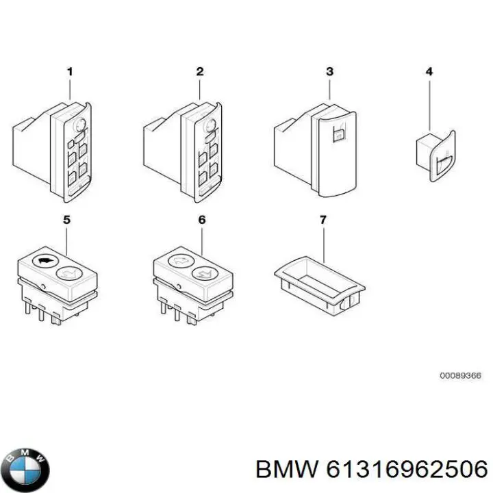 Кнопочный блок управления стеклоподъемником передний левый 61316962506 BMW