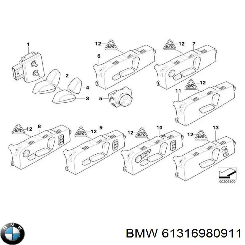 61319275067 BMW Блок кнопок механизма регулировки сидений, левый