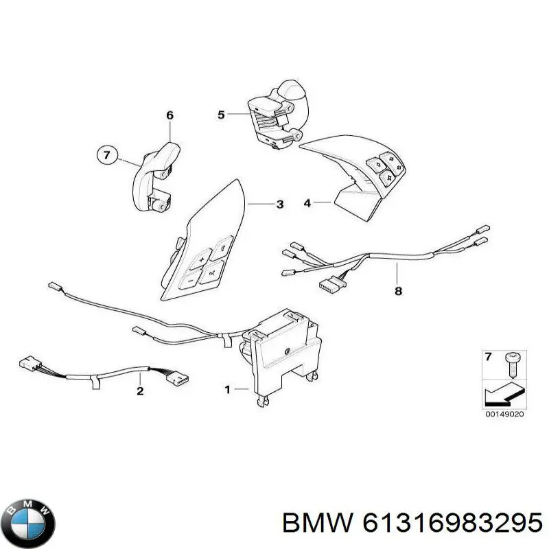 61316983295 BMW блок кнопочных переключателей рулевого колеса