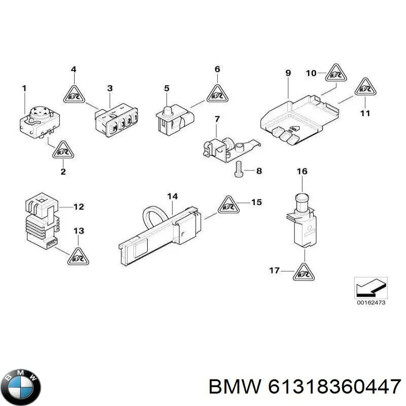 Кнопочный блок управления стеклоподъемником передний левый BMW 61318360447 цена, от 12.67 USD