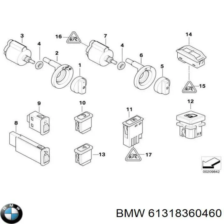 Botão (regulador) de corretor das luzes para BMW 5 (E39)