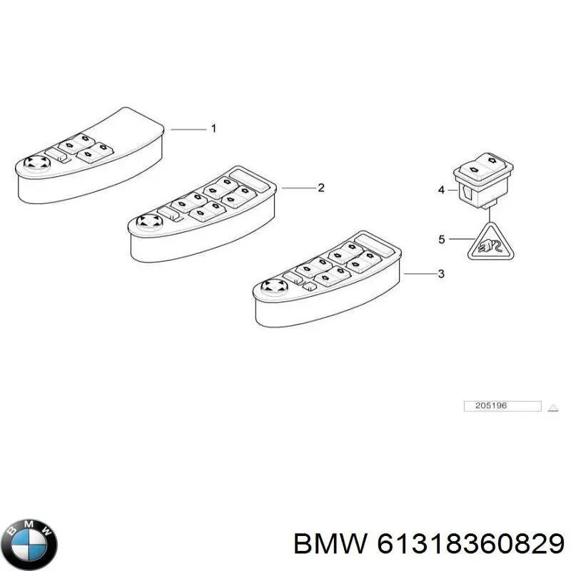 Кнопочный блок управления стеклоподъемником передний левый 61318360829 BMW