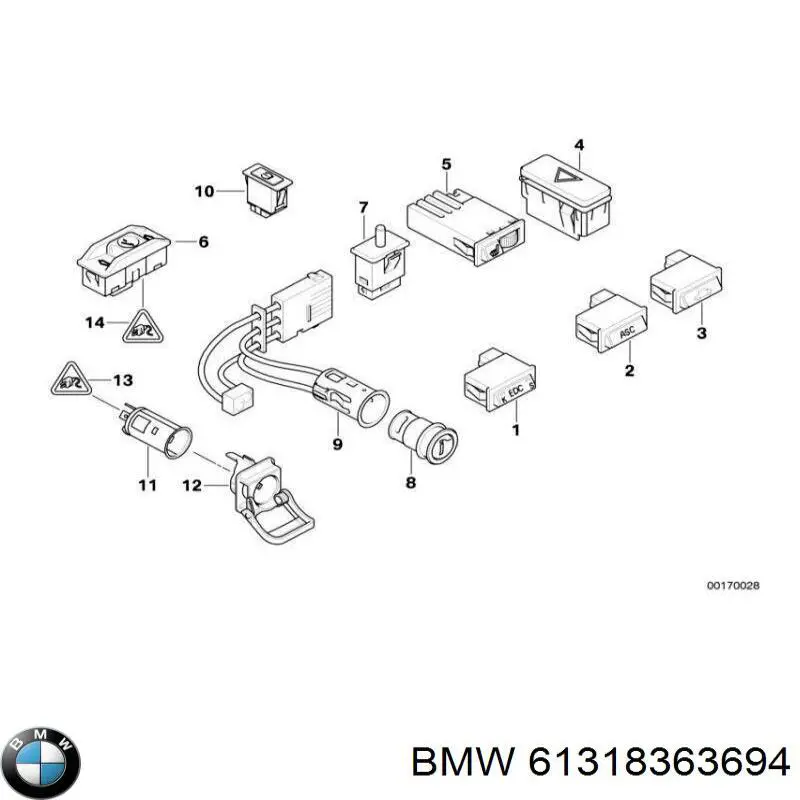 61318363694 BMW выключатель системы asc