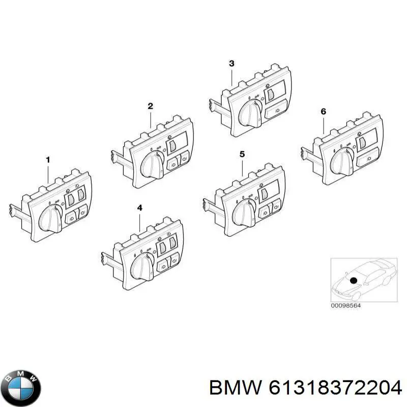 Переключатель света фар на "торпедо" на BMW X5 (E53) купить.