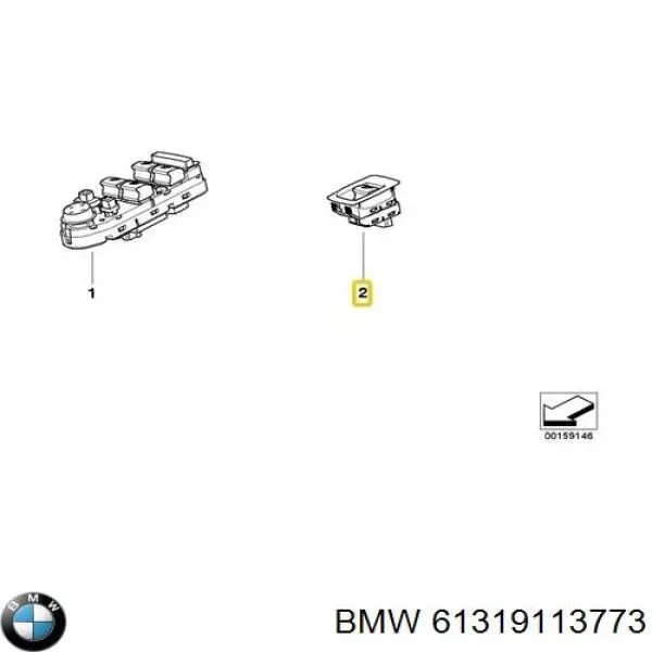 61319113773 BMW unidade de botões dianteira esquerda de controlo de elevador de vidro