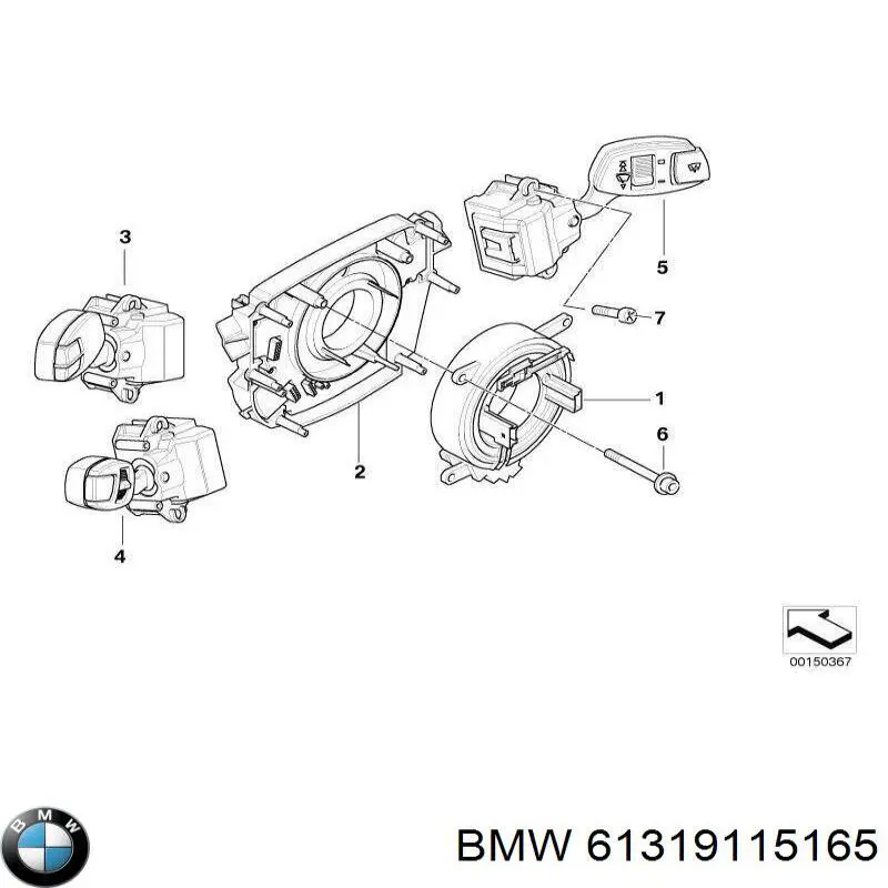 Переключатель подрулевой, центральная часть 61319115165 BMW