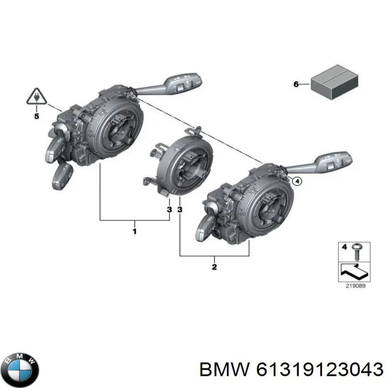 61319123043 BMW comutador instalado na coluna da direção, parte central