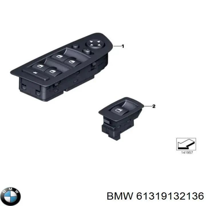 Кнопочный блок управления стеклоподъемником передний левый 61319132136 BMW