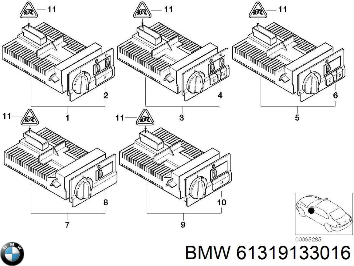 61319133016 BMW Переключатели электрические (переключатель света центральный)