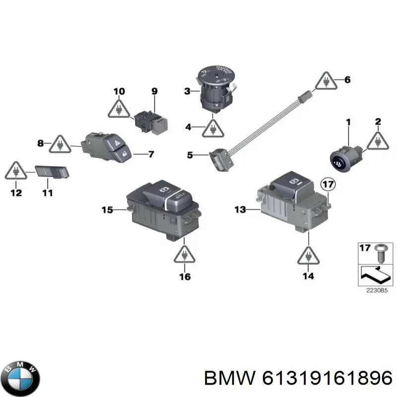 61319161896 BMW botão de ativação do sinal de emergência